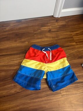 Kids Colorblock Swim Trunks - Red, Yellow & Blue